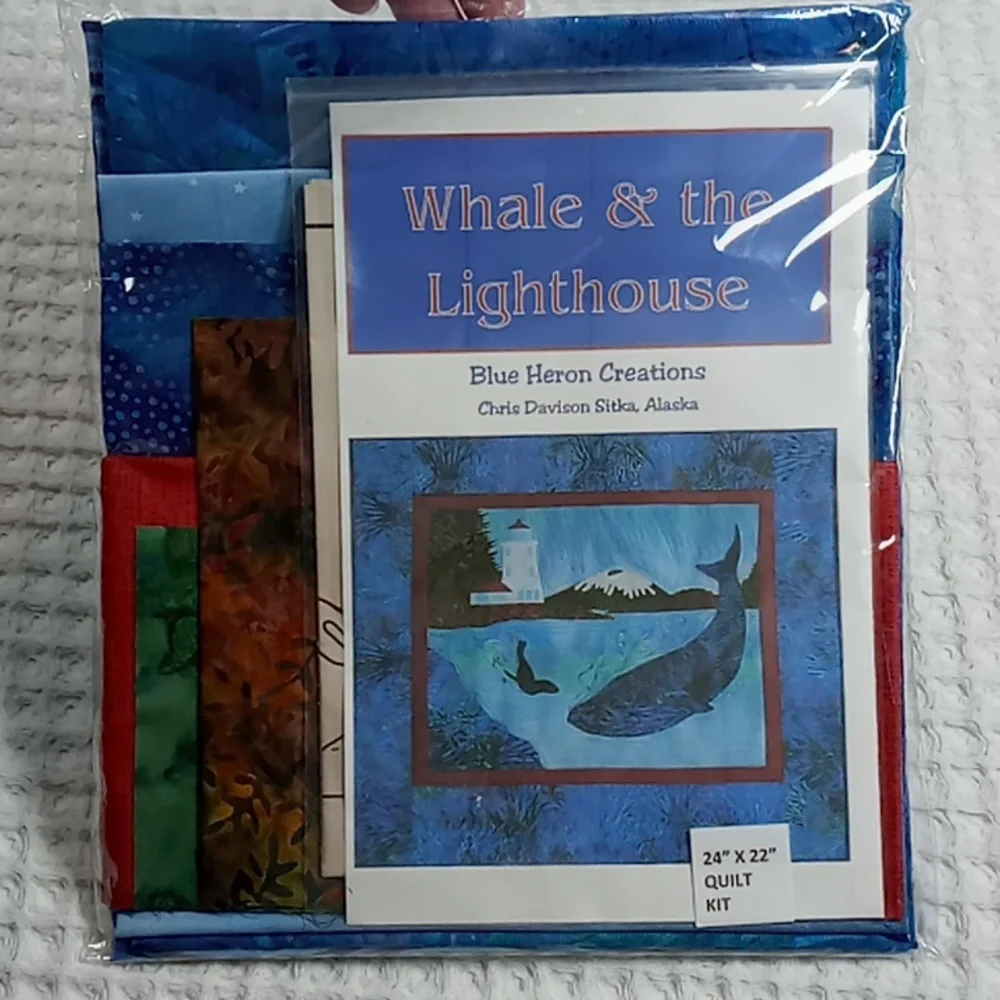 Blue Heron Creations Whale & the Lighthouse Quilt Kit - Blue and Red 24